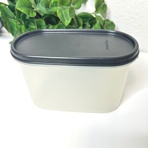 Tupperware Modular Mates Oval 2 Black Lid 1.1L 4.5 Cup Clear Container